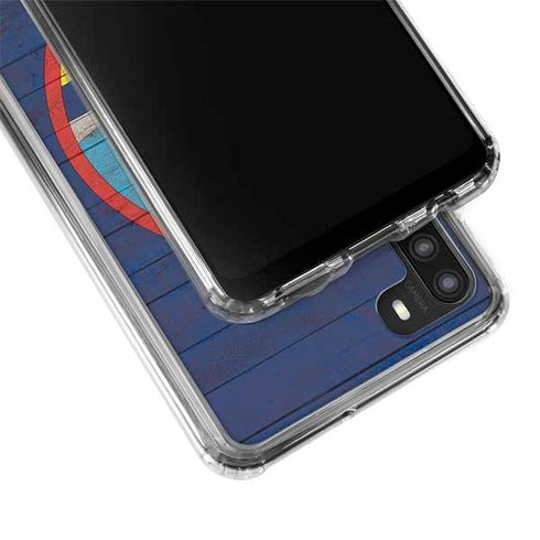 Guam Flag Dark Wood Galaxy A21 Clear Case